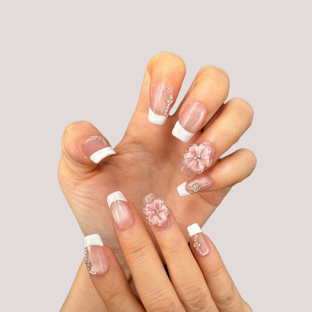 Coffin Shape 2.0CM --3D Flower French tip