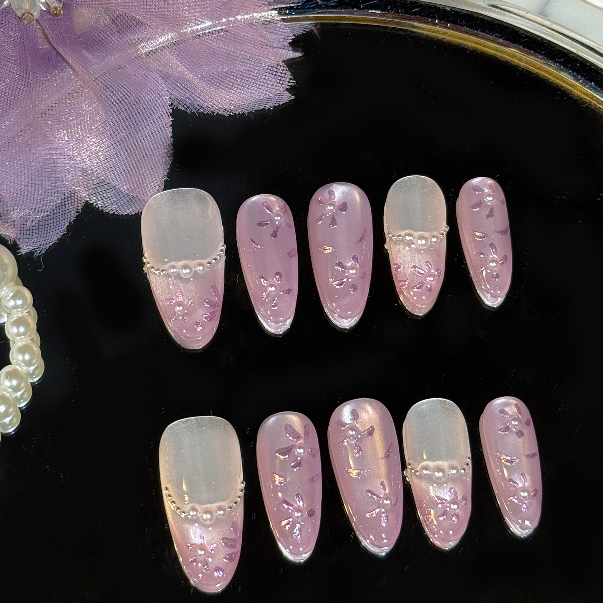 Almond Shape - Lilac Blossom Veil 2.5CM