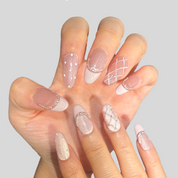 Almond Shape  -Pink French TIP Charm 2.5CM