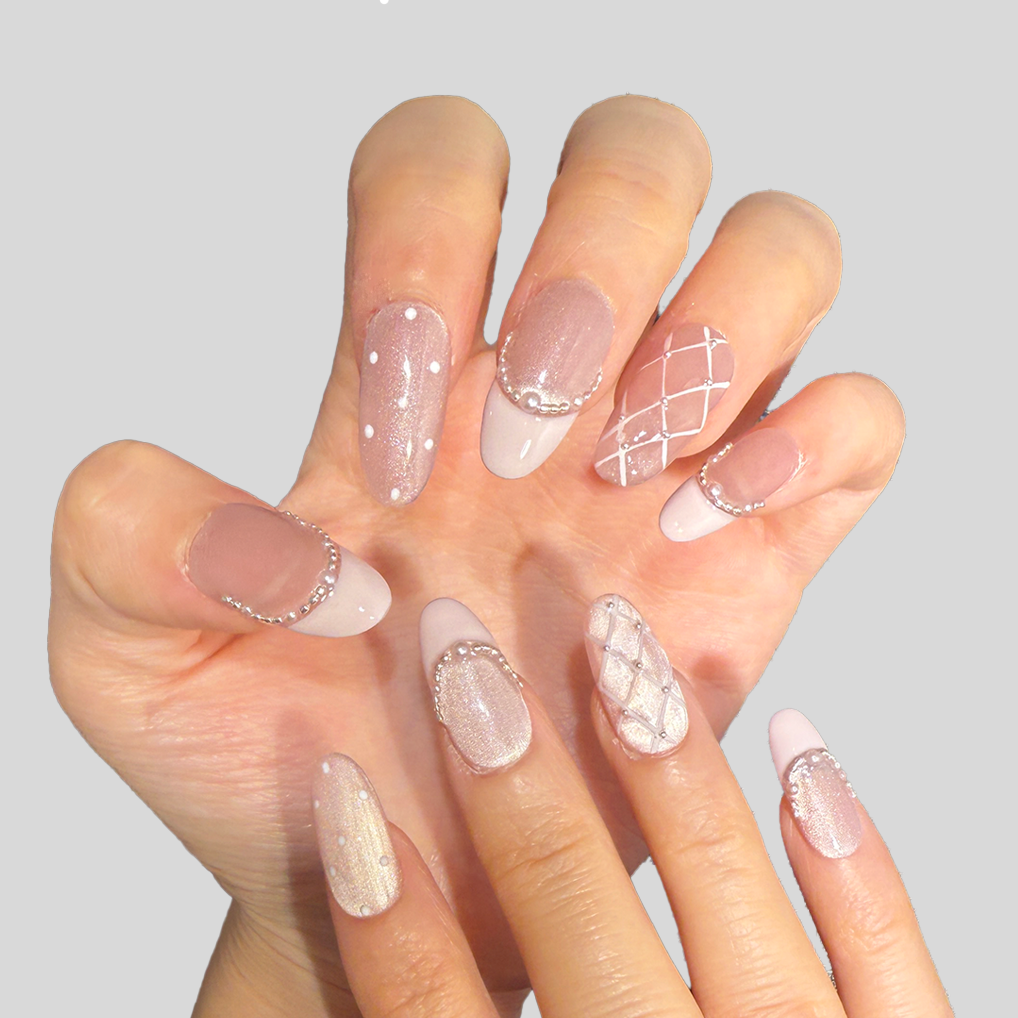 Almond Shape  -Pink French TIP Charm 2.5CM