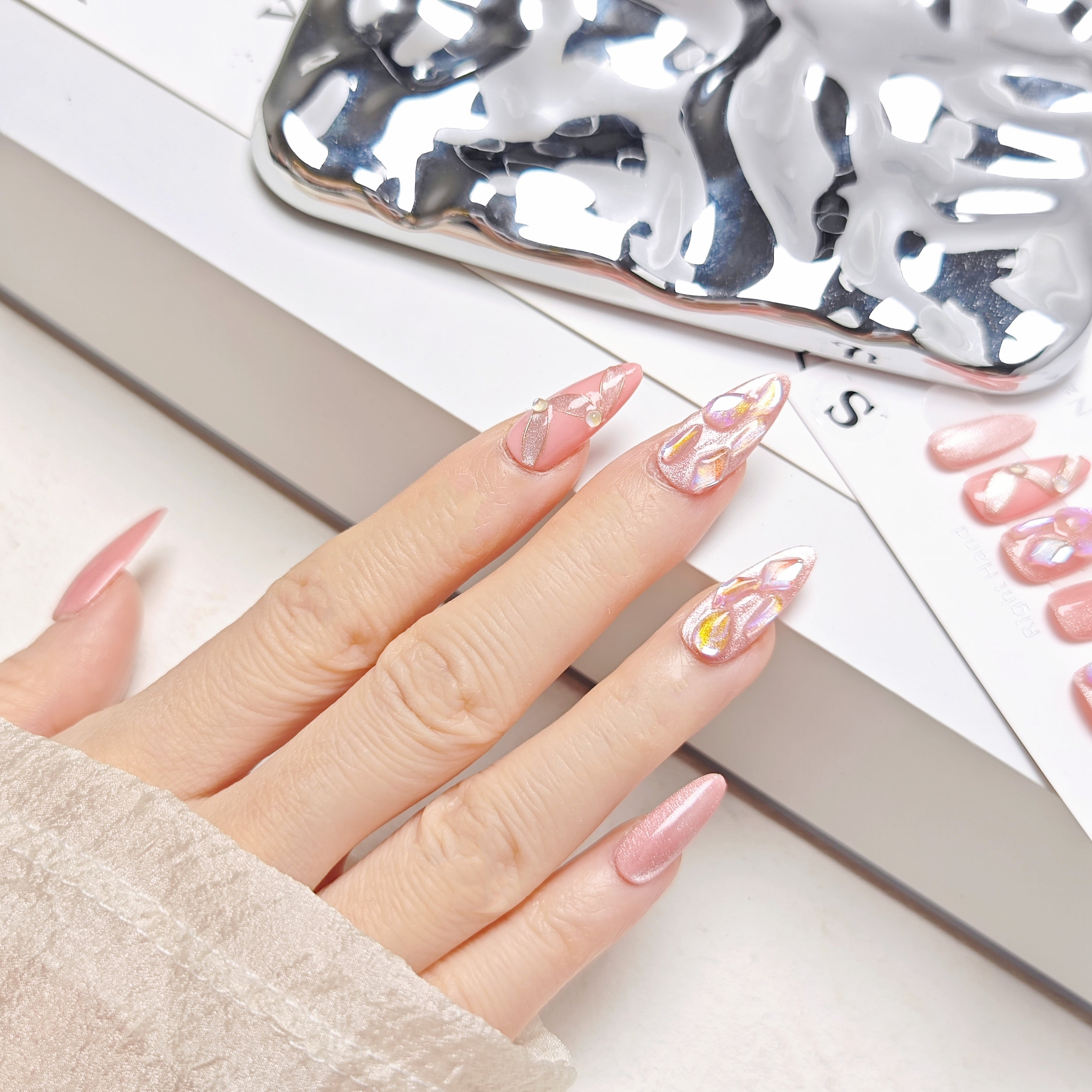 Almond Shape 2.5CM -Pink Gems