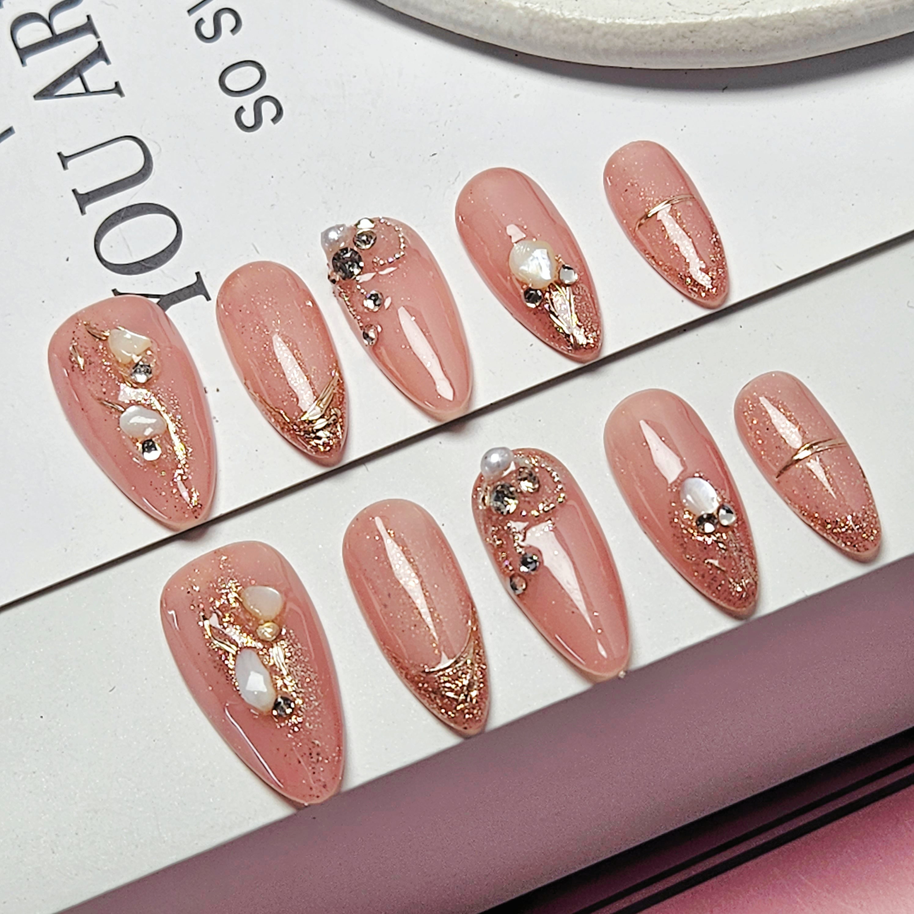 Almond Shape 2.5CM- Rose Gold Glamour