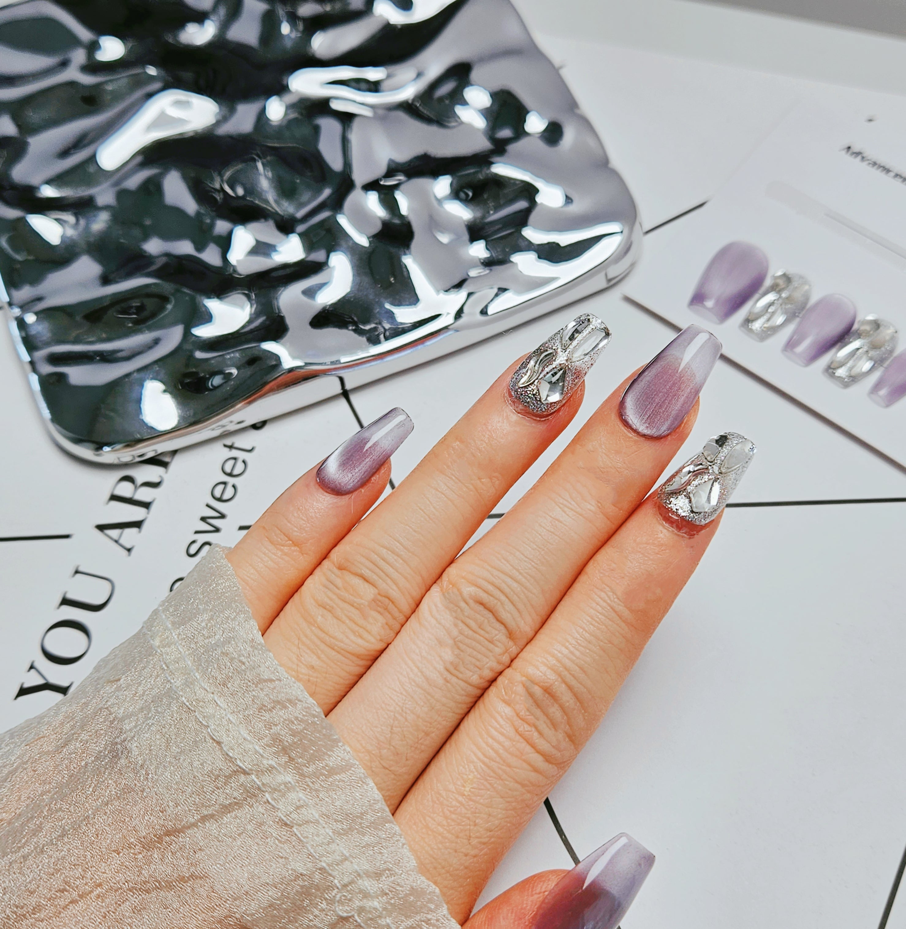 Coffin Shape 2.0CM- Cat Eye Taro Purple