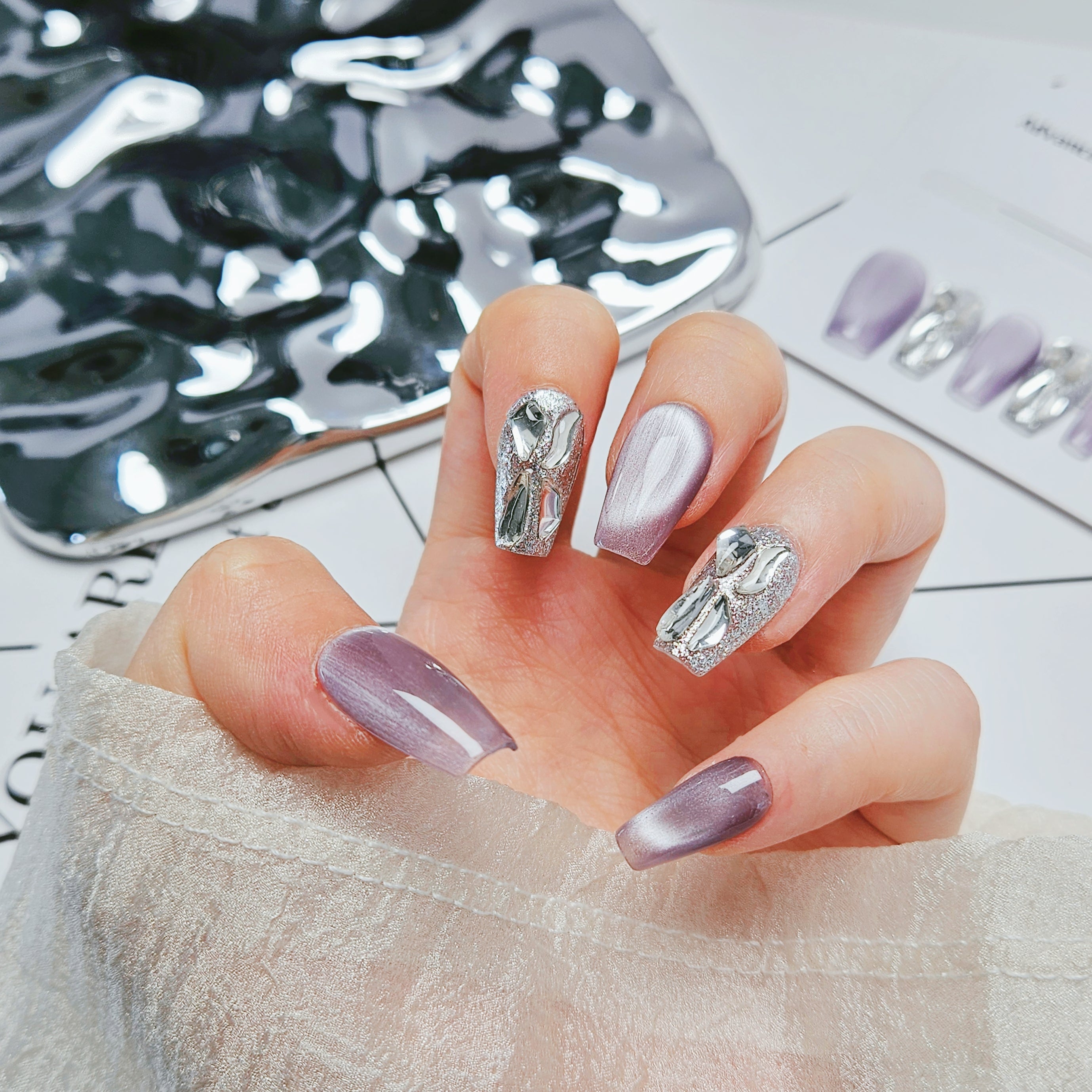 Coffin Shape 2.0CM- Cat Eye Taro Purple