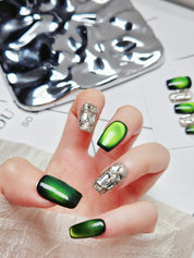 Coffin Shape 2.0CM- Cat Eye Green Luxe