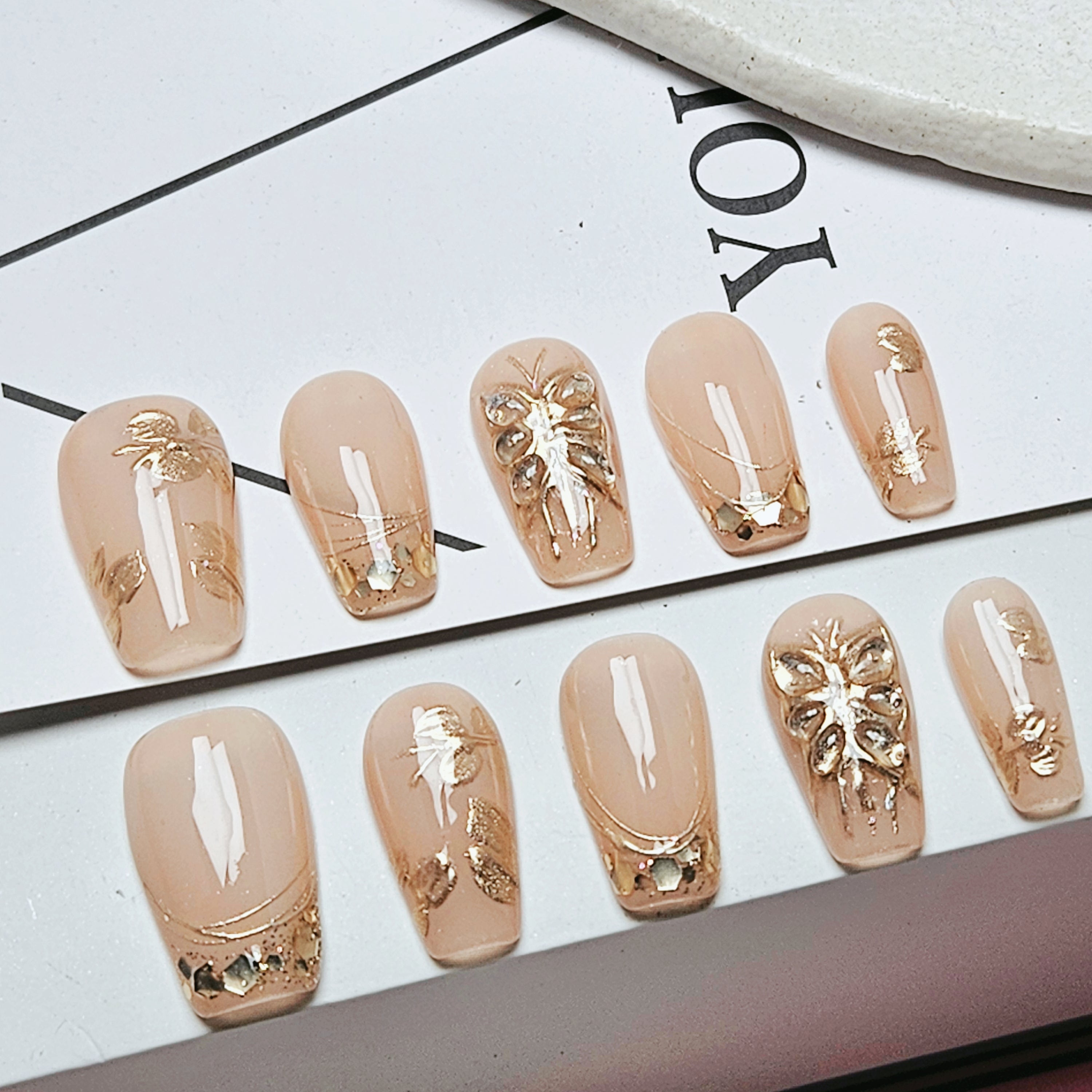 Coffin Shape 2.0CM -Golden Butterfly Glam