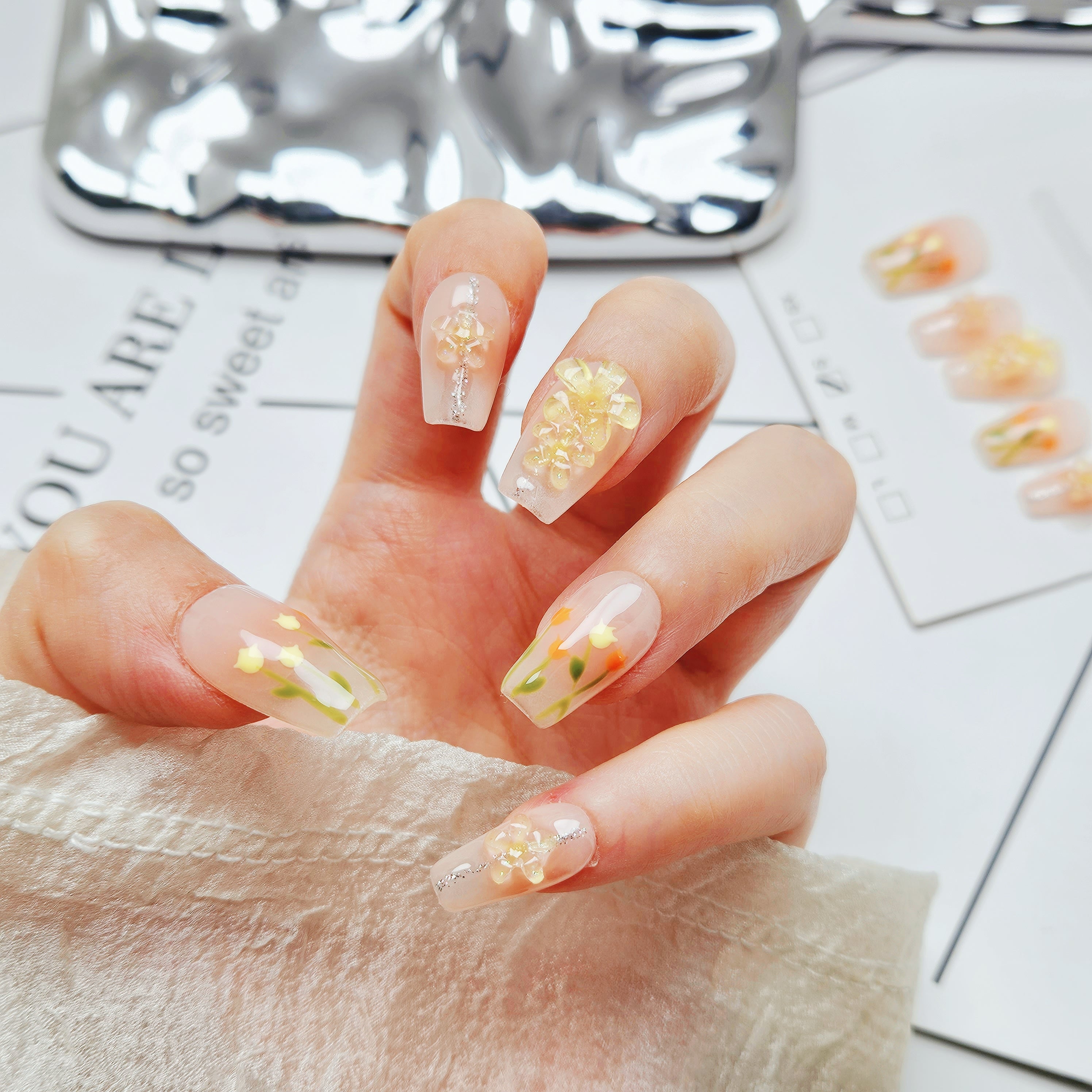 Coffin Shape 2.0CM -Springtime tulips