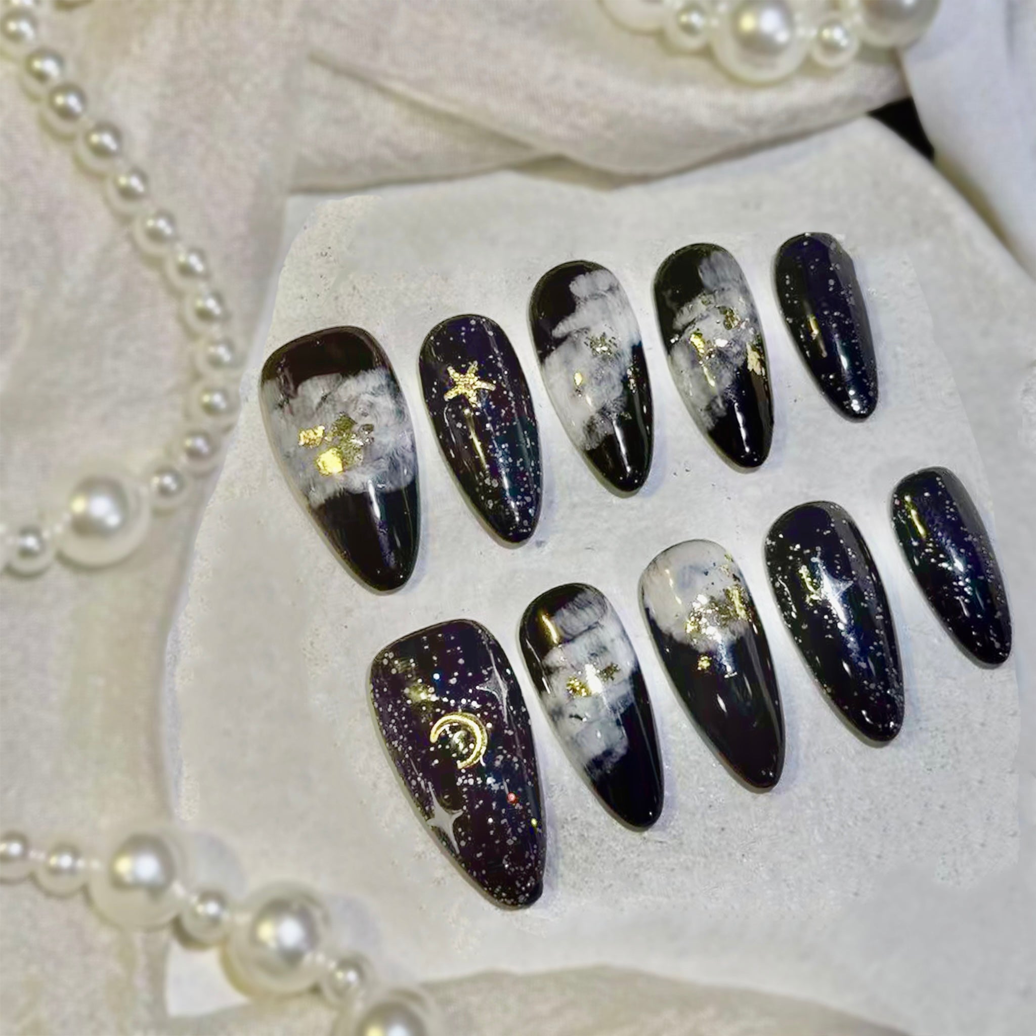 Almond Shape  -Midnight Nebula 2.5CM