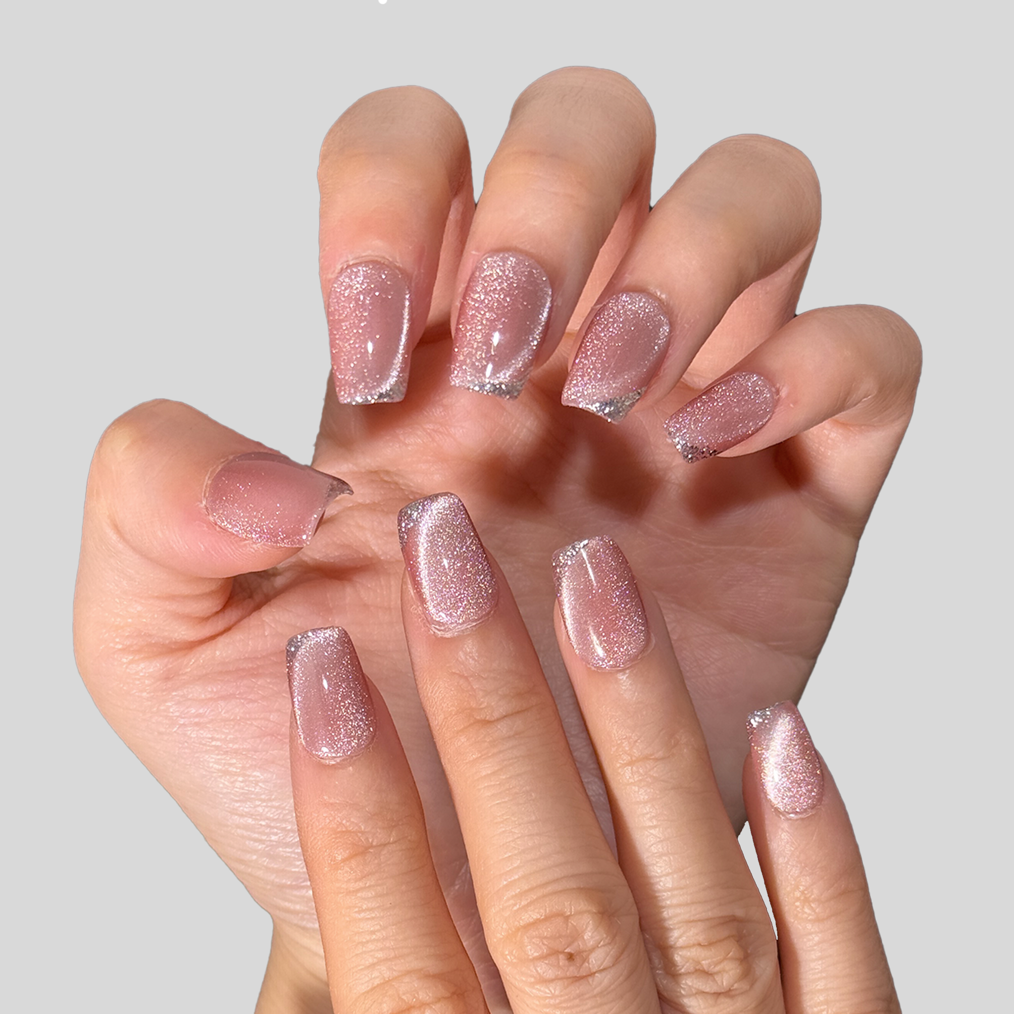 Best Seller Short Coffin -Rosé Cat-Eye Tips 2.0CM