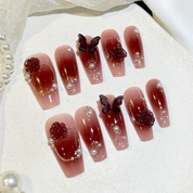 Coffin Shape -- 3D Butterfly Red 3.0CM