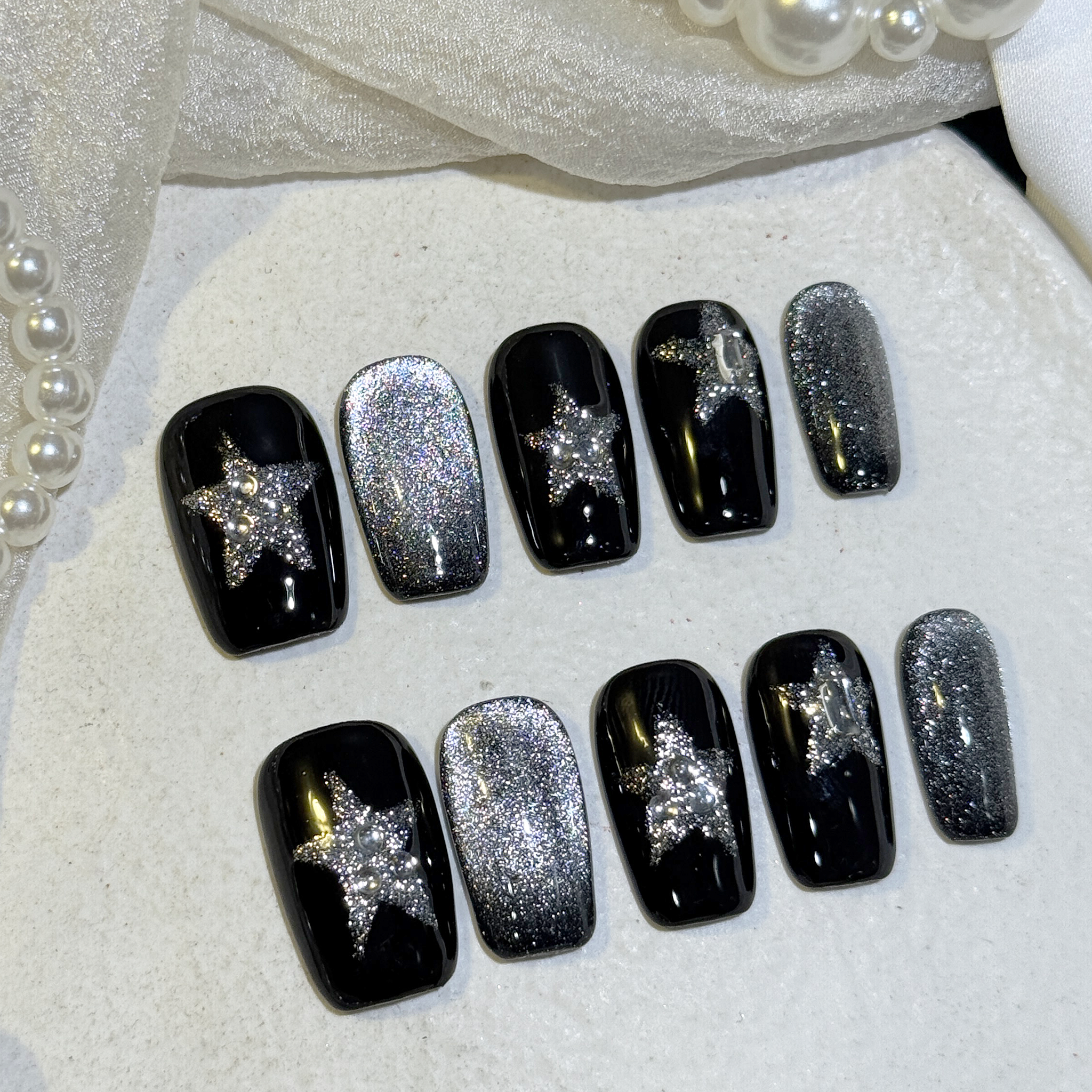 Coffin Shape -- Black&Cat Eye 2.0CM