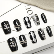 Coffin Shape 2.0CM -- black& white checkerboard