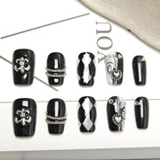 Coffin Shape 2.0CM -- black& white checkerboard