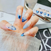 Floral Collection-Ocean Breeze Floral Almond Nails